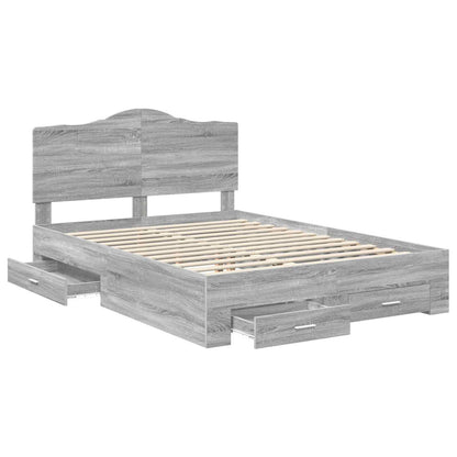 Bedframe met hoofdeinde Grijs Sonoma 140 x 200 cm Bewerkt hout
