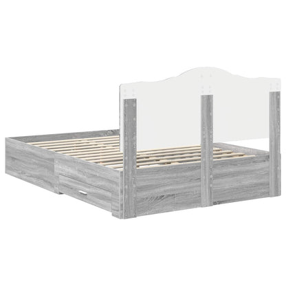 Bedframe met hoofdeinde Grijs Sonoma 140 x 200 cm Bewerkt hout