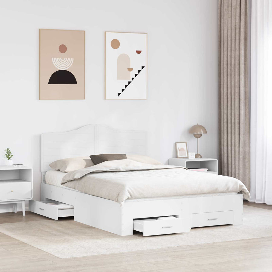 Bedframe met hoofdeinde met lade Wit 140 x 190 cm Bewerkt hout