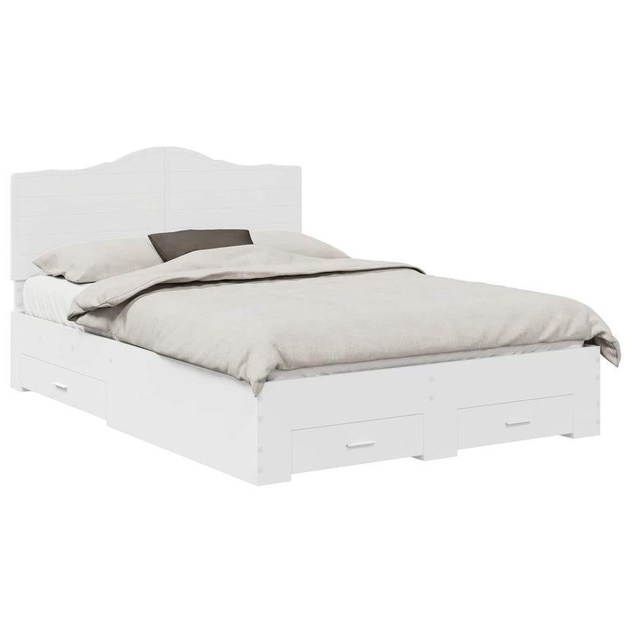 Bedframe met hoofdeinde met lade Wit 140 x 190 cm Bewerkt hout