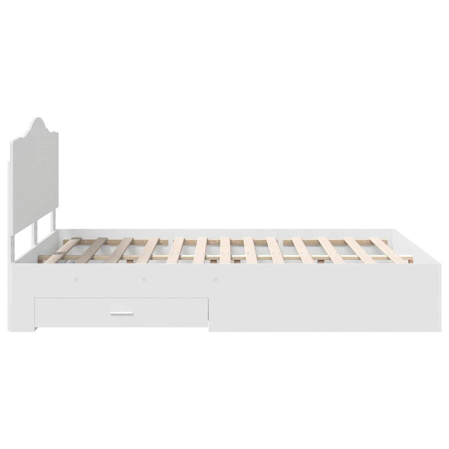 Bedframe met hoofdeinde met lade Wit 140 x 190 cm Bewerkt hout
