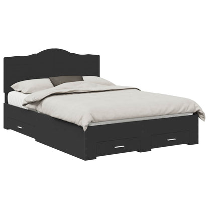 Bedframe Met Hoofdeinde Bewerkt Hout 140 x 190 cm Zwart