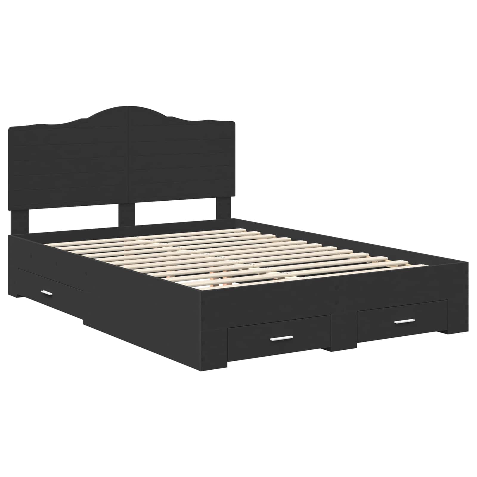 Bedframe Met Hoofdeinde Bewerkt Hout 140 x 190 cm Zwart