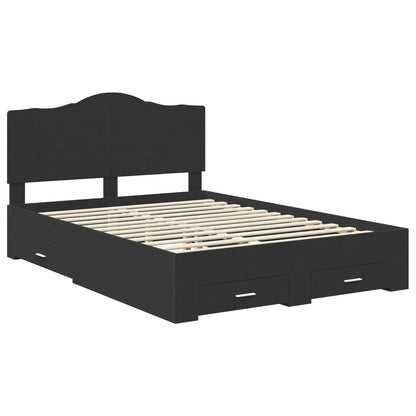 Bedframe Met Hoofdeinde Bewerkt Hout 140 x 190 cm Zwart