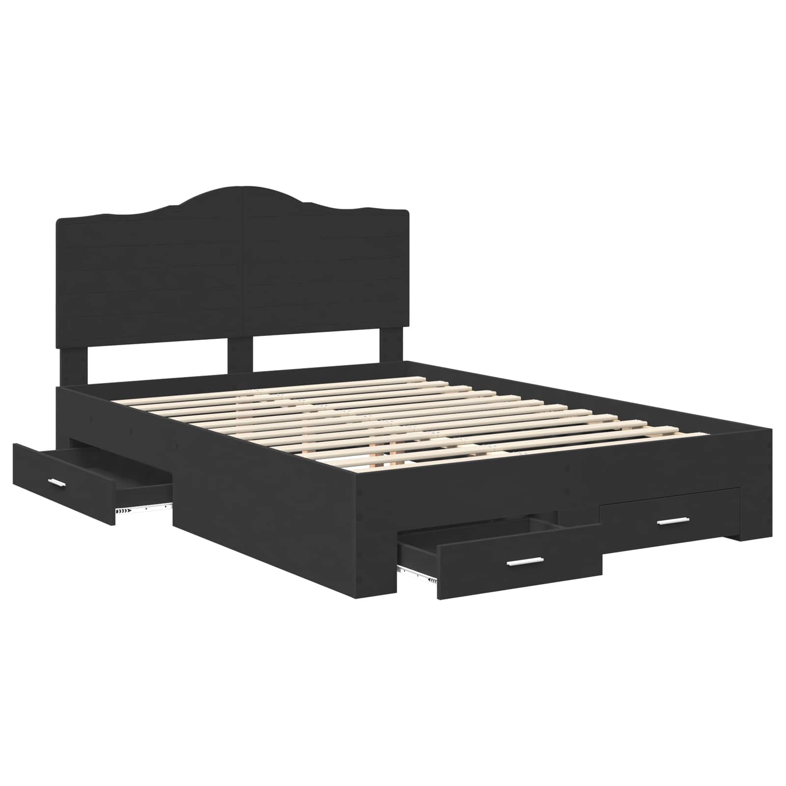 Bedframe Met Hoofdeinde Bewerkt Hout 140 x 190 cm Zwart