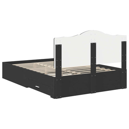 Bedframe Met Hoofdeinde Bewerkt Hout 140 x 190 cm Zwart