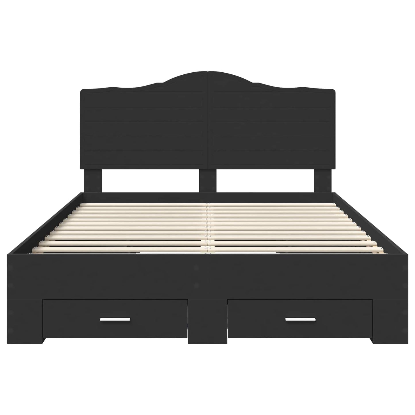 Bedframe Met Hoofdeinde Bewerkt Hout 140 x 190 cm Zwart