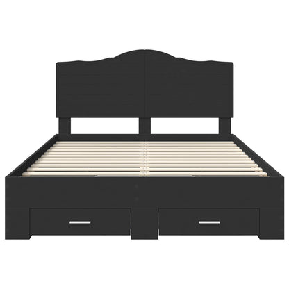 Bedframe Met Hoofdeinde Bewerkt Hout 140 x 190 cm Zwart