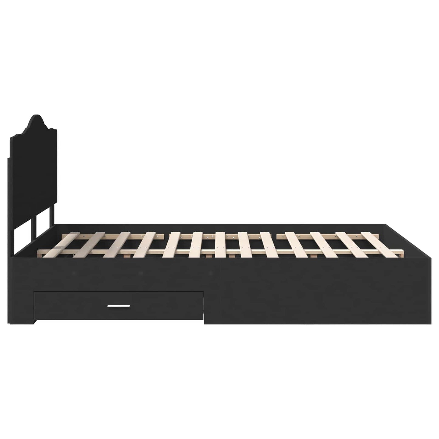 Bedframe Met Hoofdeinde Bewerkt Hout 140 x 190 cm Zwart