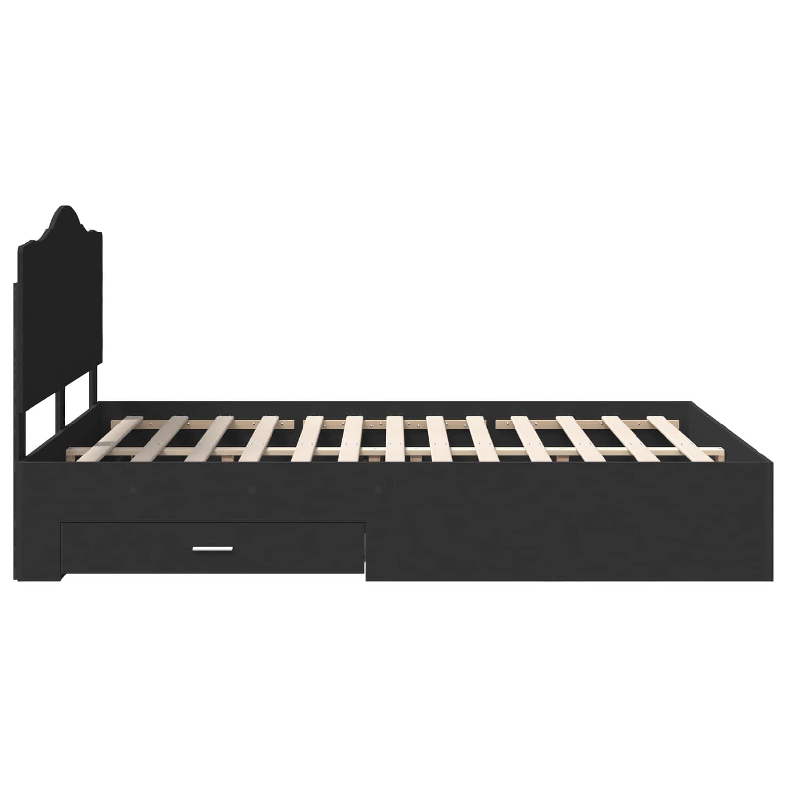 Bedframe Met Hoofdeinde Bewerkt Hout 140 x 190 cm Zwart