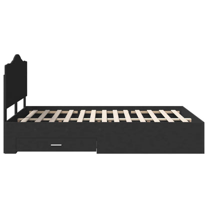 Bedframe Met Hoofdeinde Bewerkt Hout 140 x 190 cm Zwart