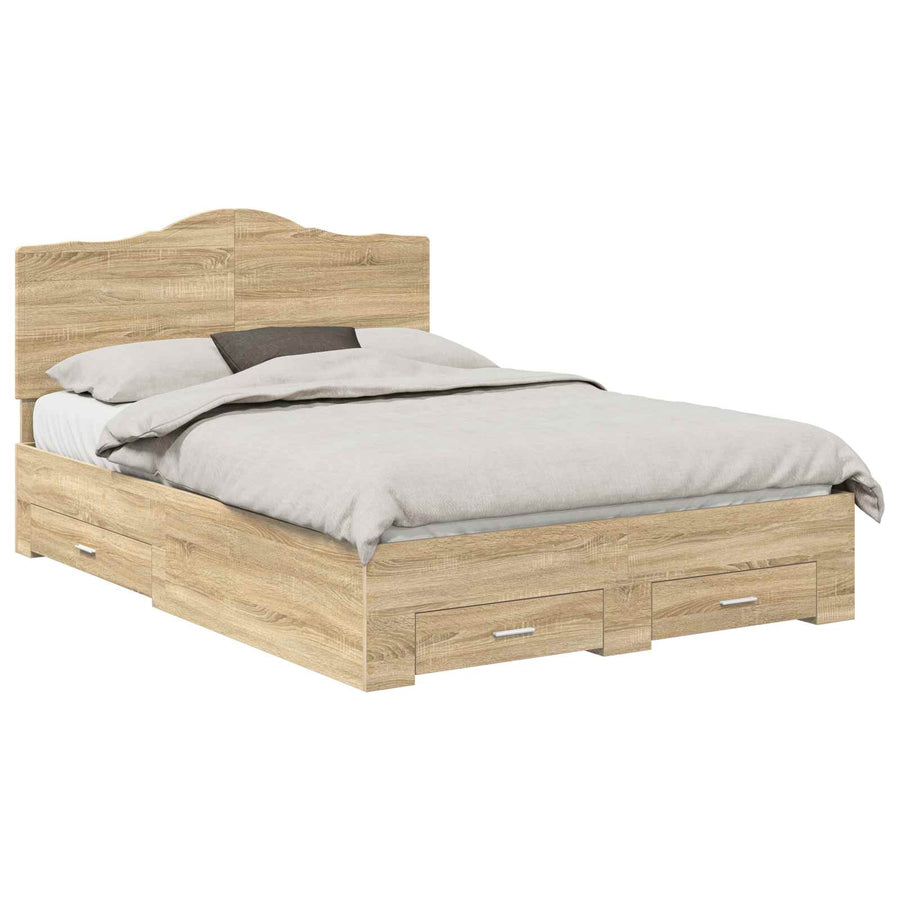 Bedframe met hoofdeinde Sonoma Eiken 140 x 190 cm Bewerkt hout