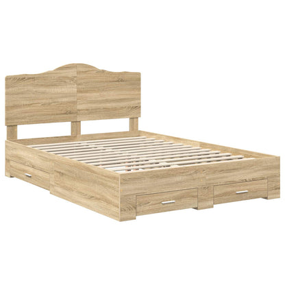 Bedframe met hoofdeinde Sonoma Eiken 140 x 190 cm Bewerkt hout