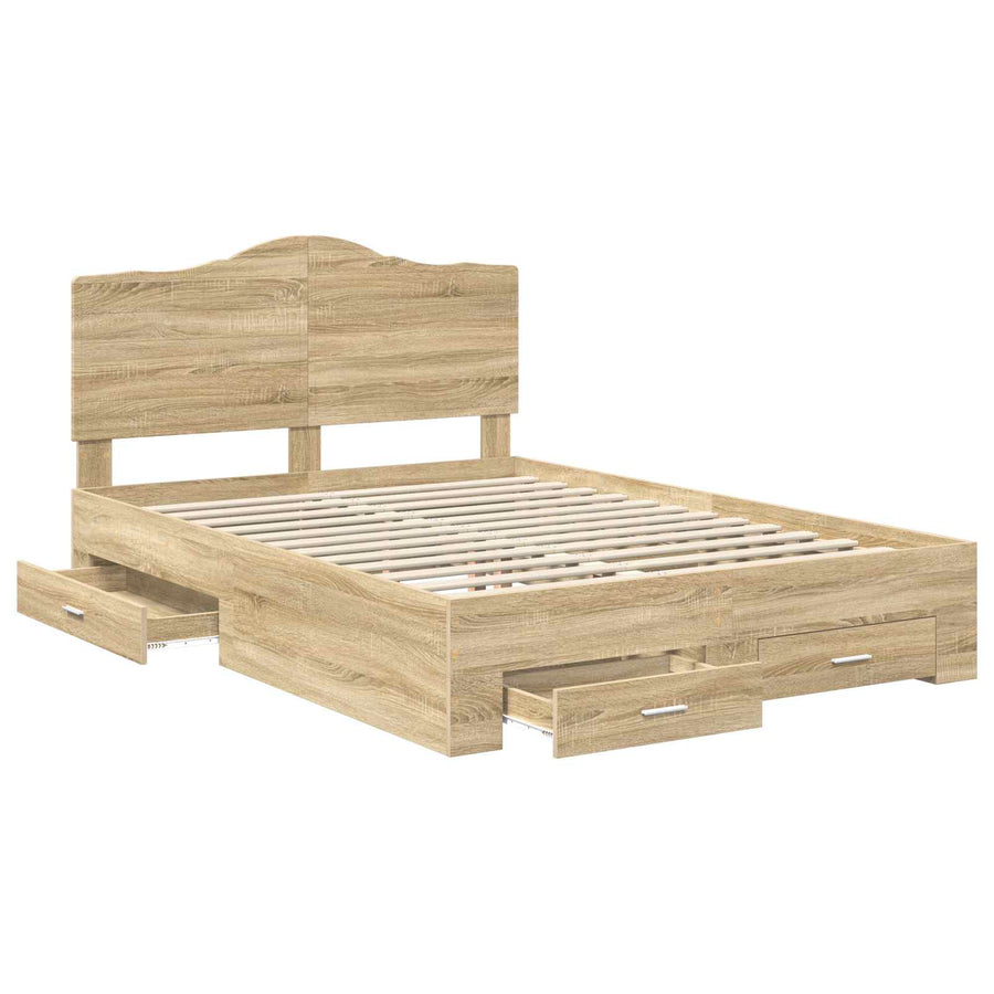 Bedframe met hoofdeinde Sonoma Eiken 140 x 190 cm Bewerkt hout