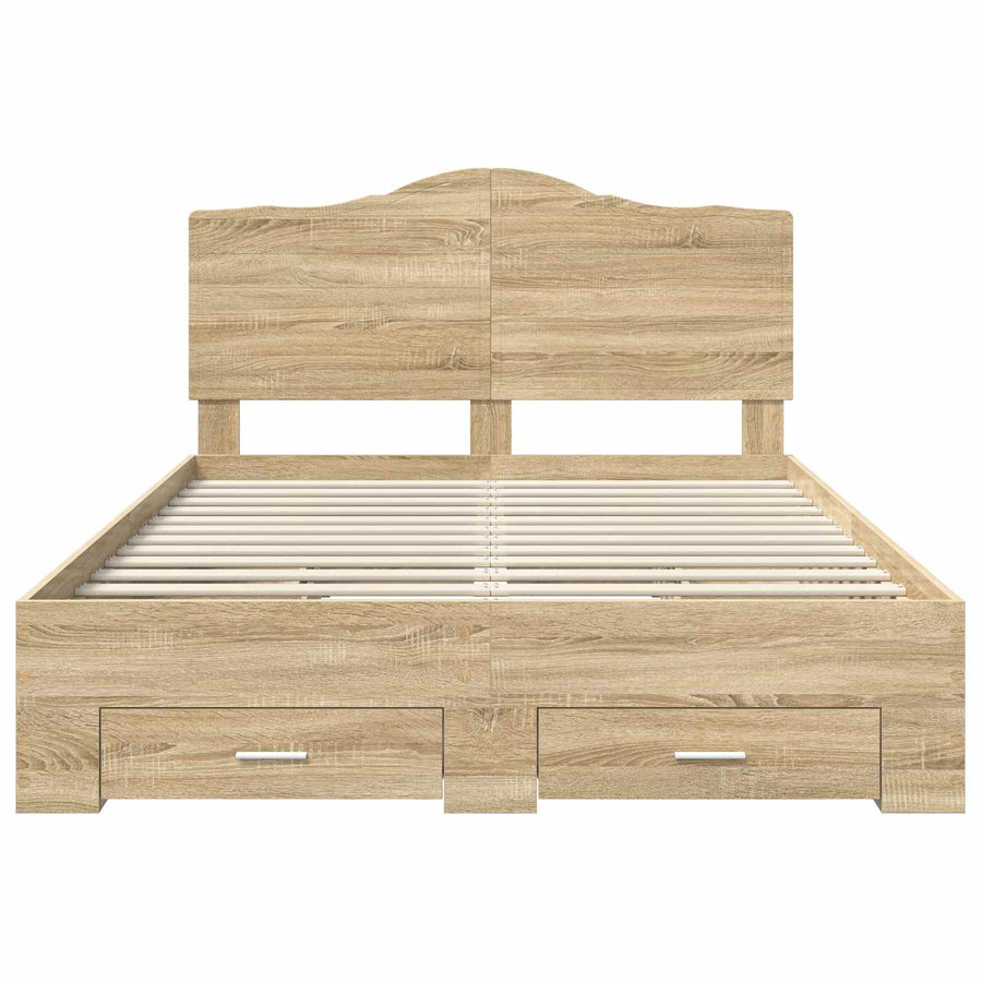 Bedframe met hoofdeinde Sonoma Eiken 140 x 190 cm Bewerkt hout