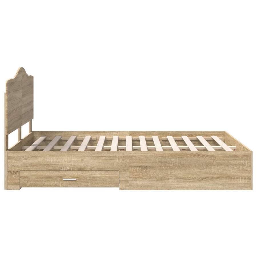 Bedframe met hoofdeinde Sonoma Eiken 140 x 190 cm Bewerkt hout