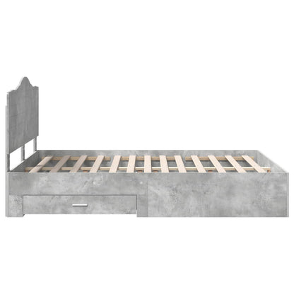 Bedframe met hoofdeinde Beton Grijs 140 x 190 cm Bewerkt hout