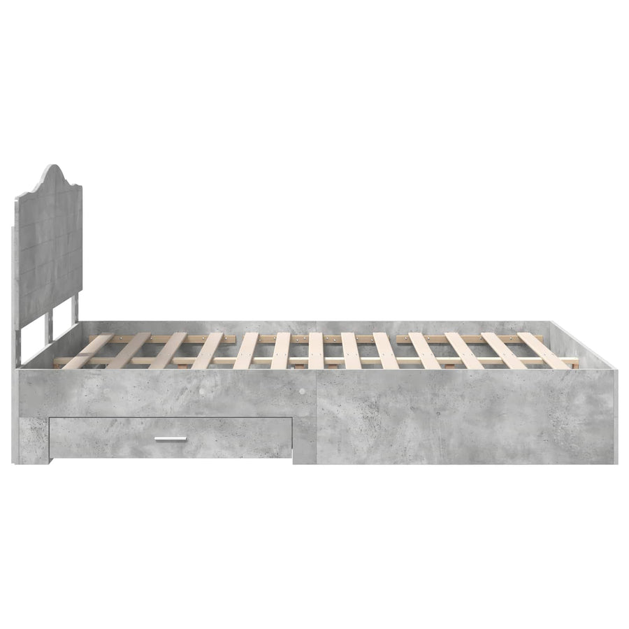 Bedframe met hoofdeinde Beton Grijs 140 x 190 cm Bewerkt hout