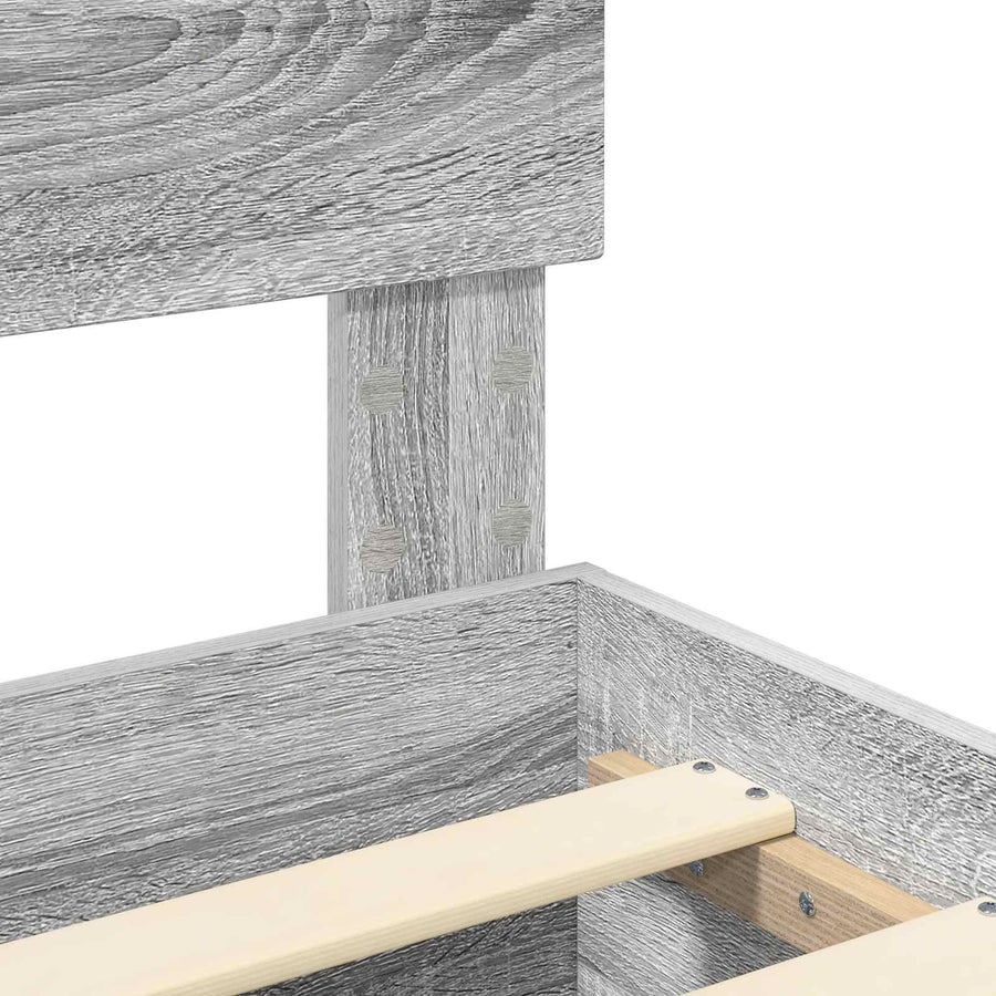 Bedframe met hoofdeinde Grijs Sonoma 140 x 190 cm Bewerkt hout