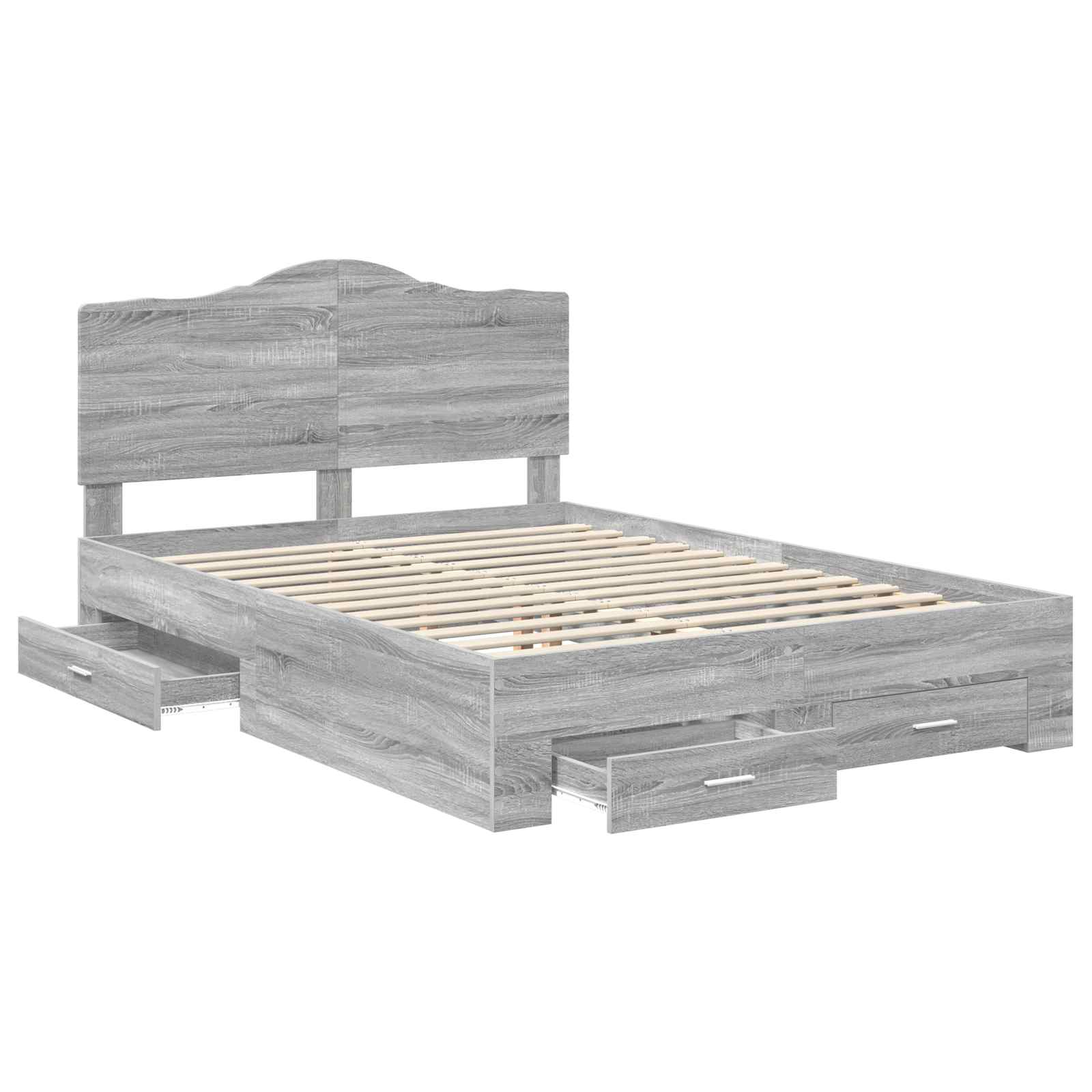 Bedframe met hoofdeinde Grijs Sonoma 140 x 190 cm Bewerkt hout