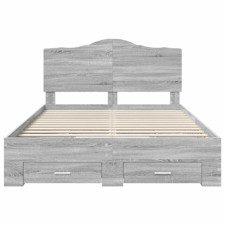 Bedframe met hoofdeinde Grijs Sonoma 140 x 190 cm Bewerkt hout