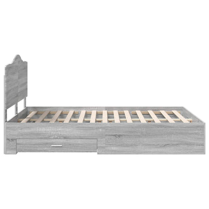 Bedframe met hoofdeinde Grijs Sonoma 140 x 190 cm Bewerkt hout