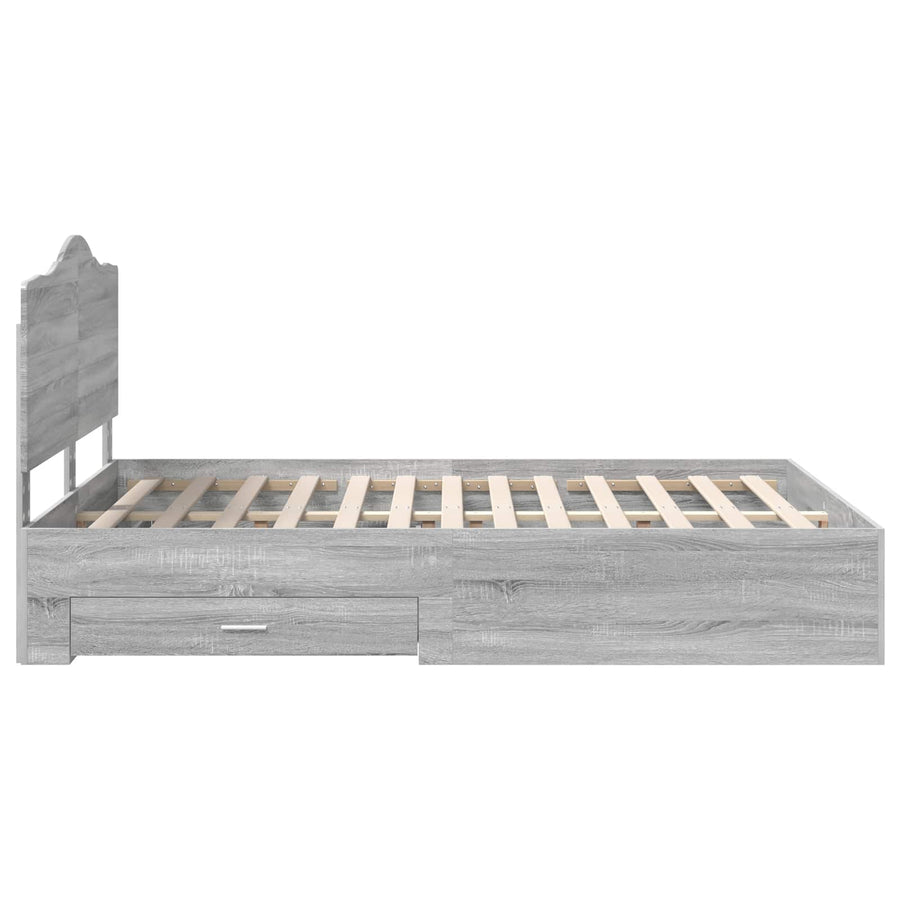 Bedframe met hoofdeinde Grijs Sonoma 140 x 190 cm Bewerkt hout