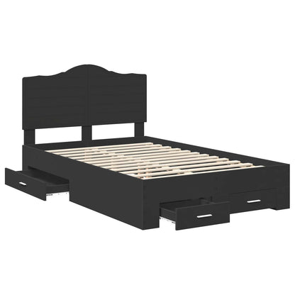 Bedframe met hoofdeinde Zwart 135 x 190 cm Bewerkt hout