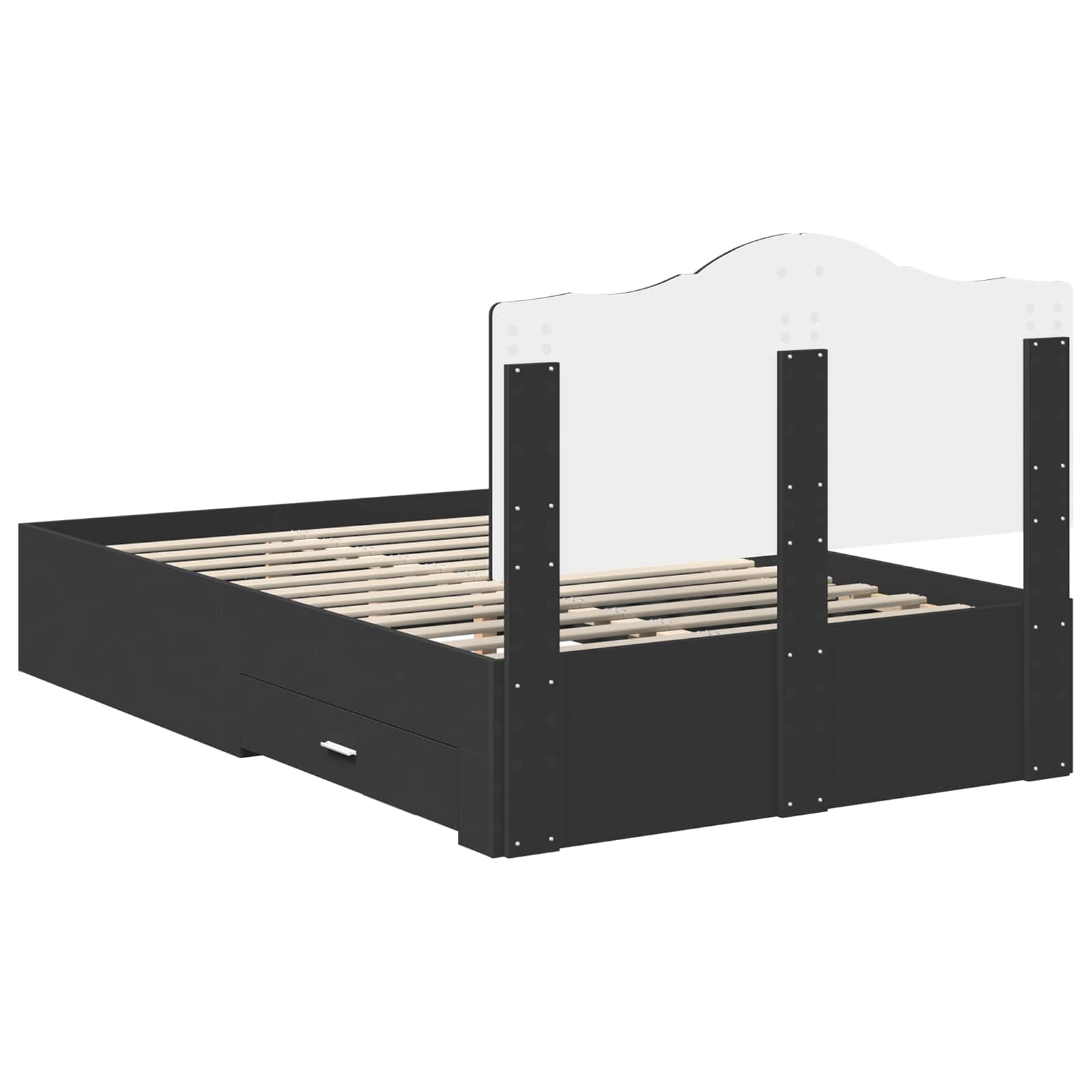 Bedframe met hoofdeinde Zwart 135 x 190 cm Bewerkt hout