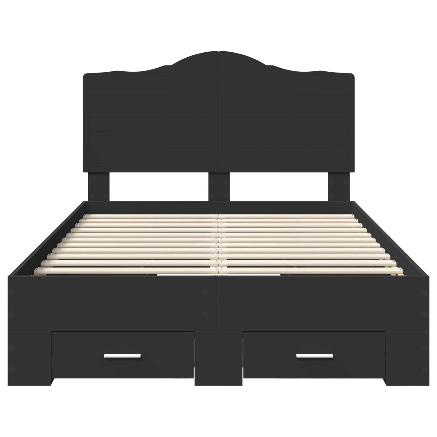 Bedframe met hoofdeinde Zwart 135 x 190 cm Bewerkt hout