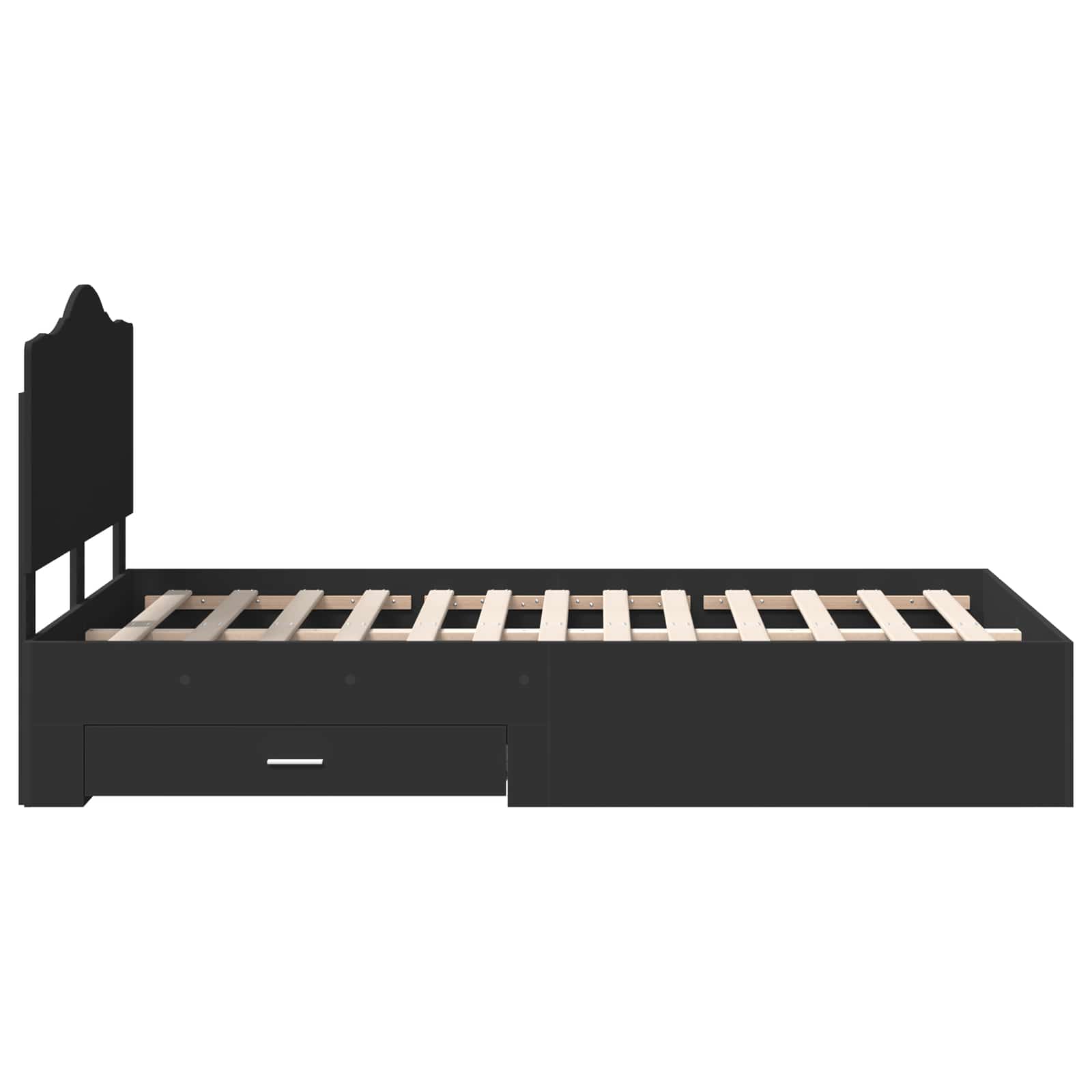 Bedframe met hoofdeinde Zwart 135 x 190 cm Bewerkt hout