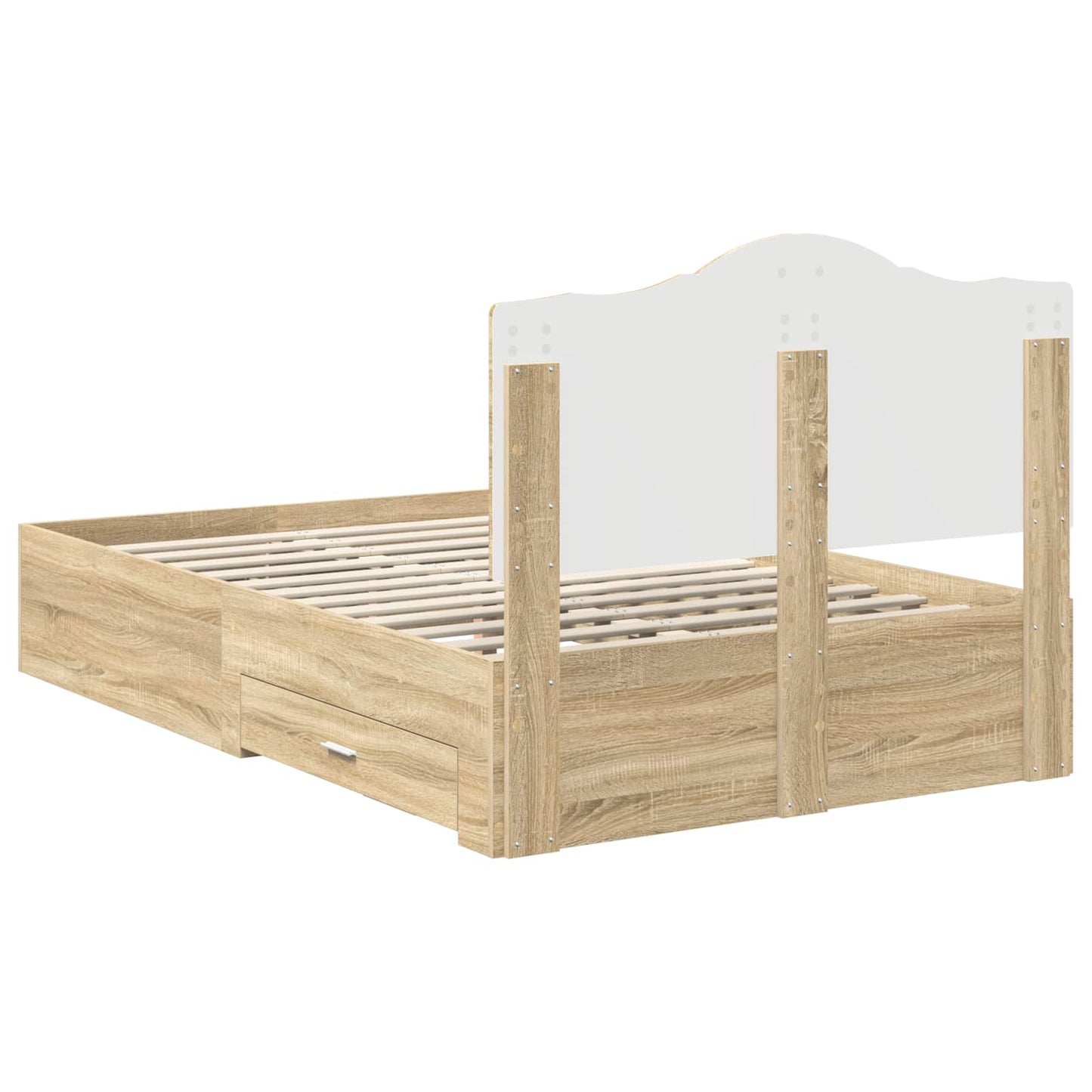 Bedframe met hoofdeinde Sonoma Eiken 135 x 190 cm Bewerkt hout