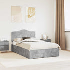 Bed Frame with Headboard Concrete Grey 135 x 190 cm Engineered Wood