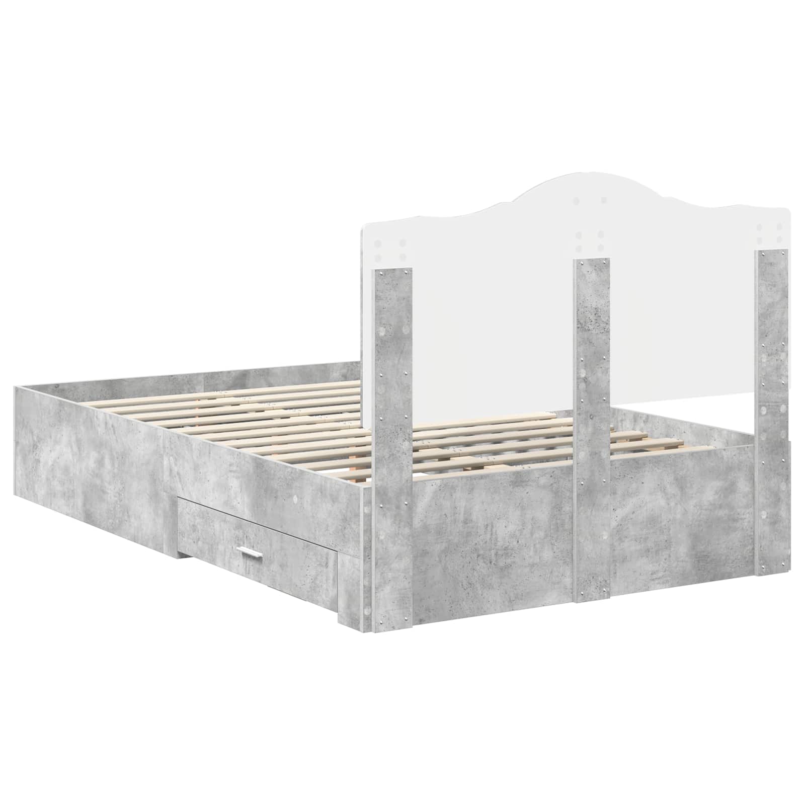 Bedframe met hoofdeinde Beton Grijs 135 x 190 cm Bewerkt hout