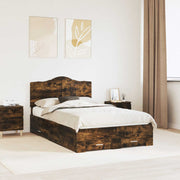 Bedframe met hoofdeinde gerookt eiken 135x190 cm