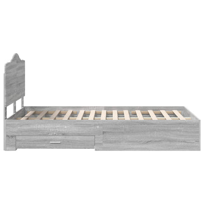 Bedframe met hoofdeinde Grijs Sonoma 135 x 190 cm Bewerkt hout