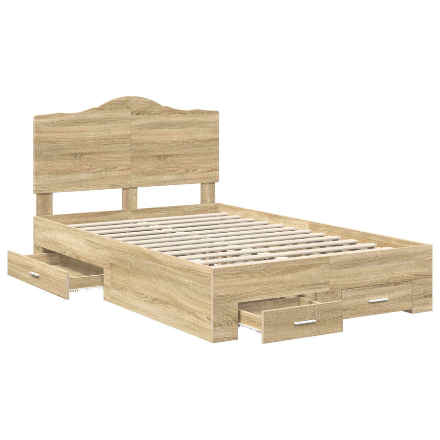 Bedframe met hoofdeinde Sonoma Eiken 120 x 200 cm Bewerkt hout