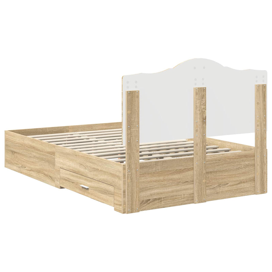 Bedframe met hoofdeinde Sonoma Eiken 120 x 200 cm Bewerkt hout