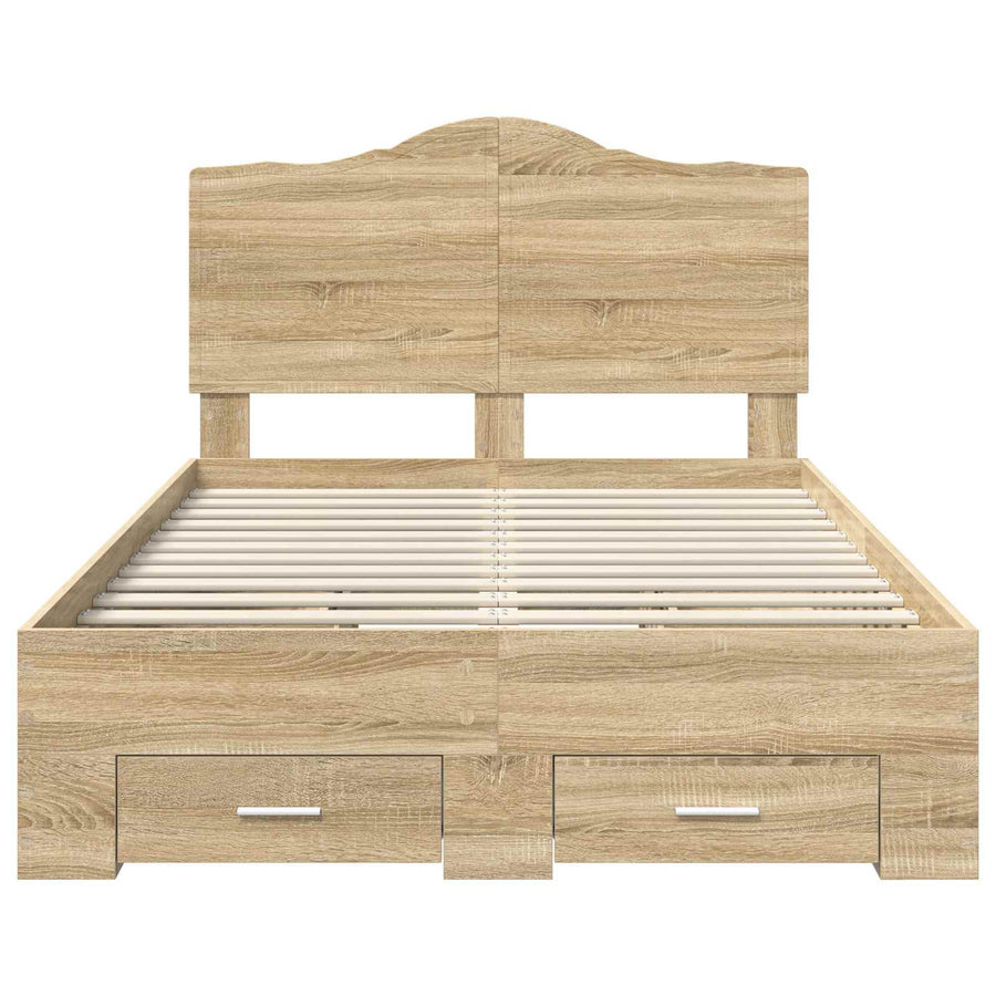 Bedframe met hoofdeinde Sonoma Eiken 120 x 200 cm Bewerkt hout