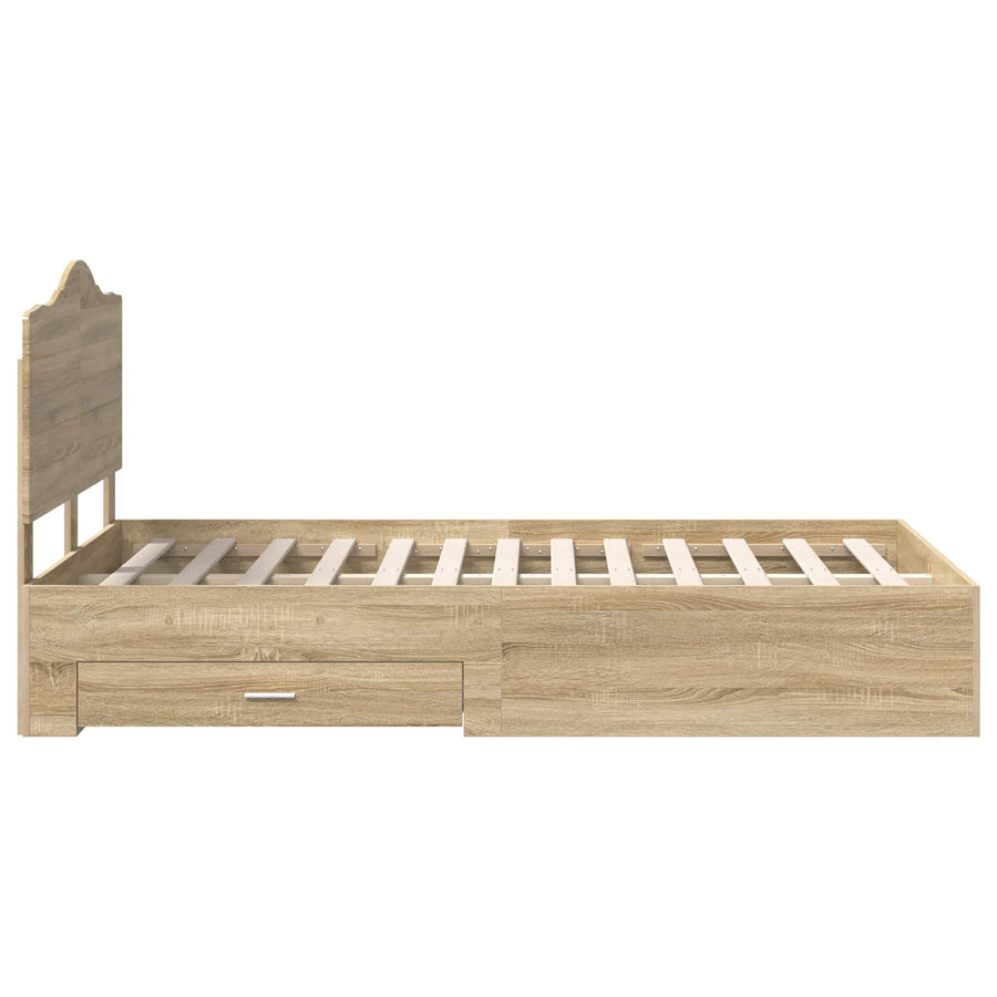 Bedframe met hoofdeinde Sonoma Eiken 120 x 200 cm Bewerkt hout
