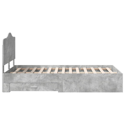 Bedframe met hoofdeinde Beton Grijs 120 x 200 cm Bewerkt hout