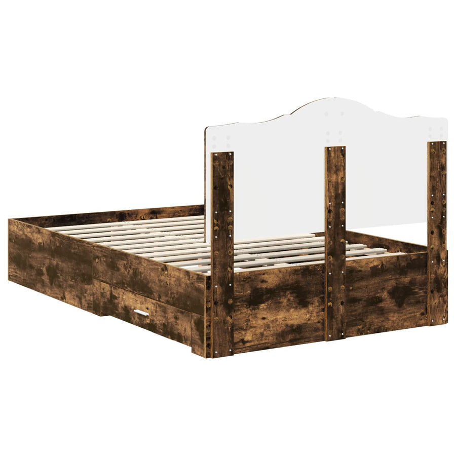 Bedframe met hoofdeinde Gerookt eiken 120 x 200 cm Bewerkt hout