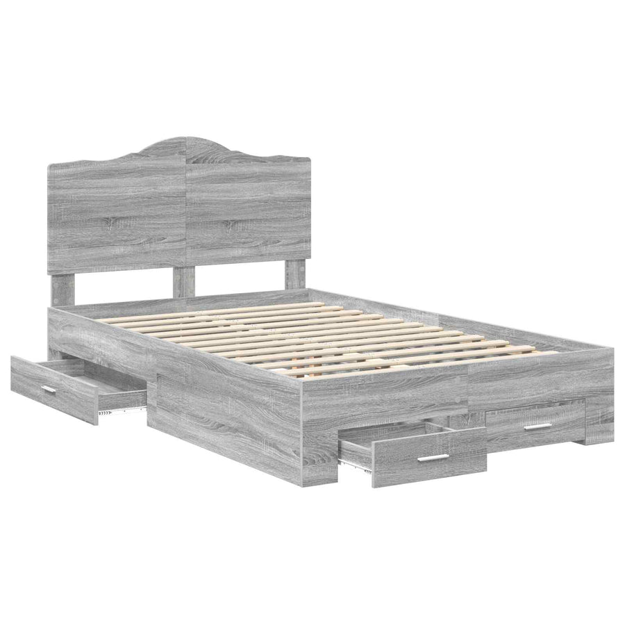 Bedframe met hoofdeinde Grijs Sonoma 120 x 200 cm Bewerkt hout