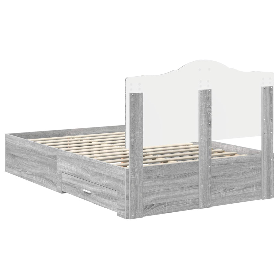 Bedframe met hoofdeinde Grijs Sonoma 120 x 200 cm Bewerkt hout
