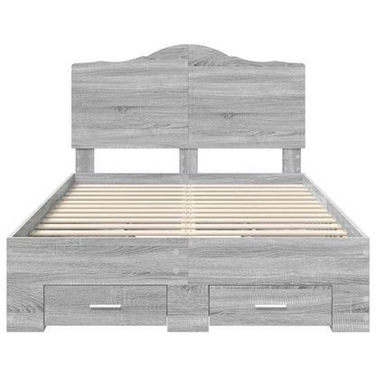 Bedframe met hoofdeinde Grijs Sonoma 120 x 200 cm Bewerkt hout