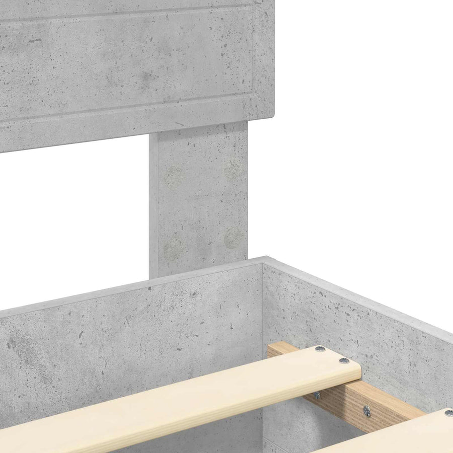 Bedframe met hoofdeinde Beton Grijs 120 x 190 cm Bewerkt hout