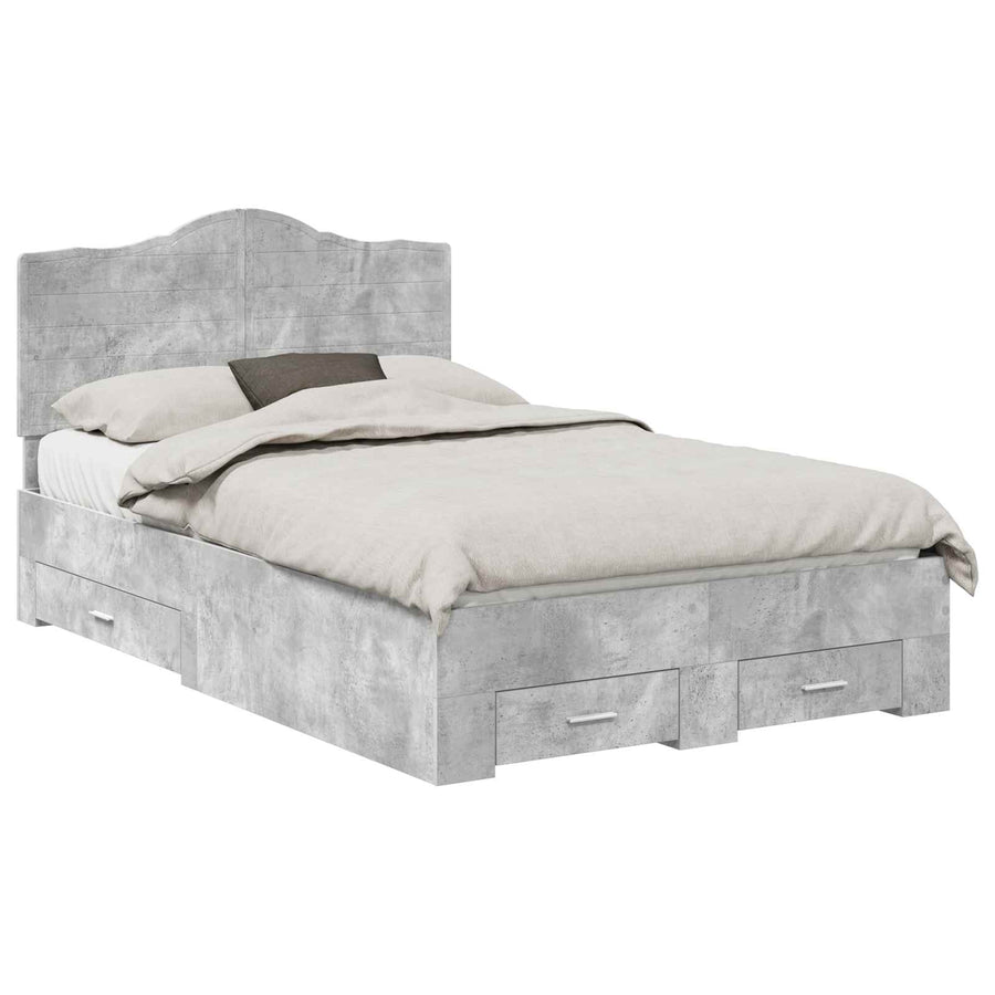 Bedframe met hoofdeinde Beton Grijs 120 x 190 cm Bewerkt hout