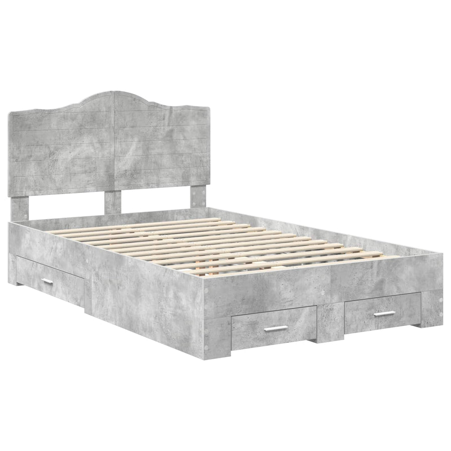 Bedframe met hoofdeinde Beton Grijs 120 x 190 cm Bewerkt hout