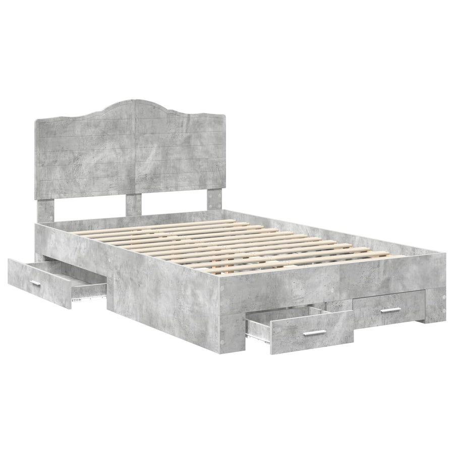 Bedframe met hoofdeinde Beton Grijs 120 x 190 cm Bewerkt hout