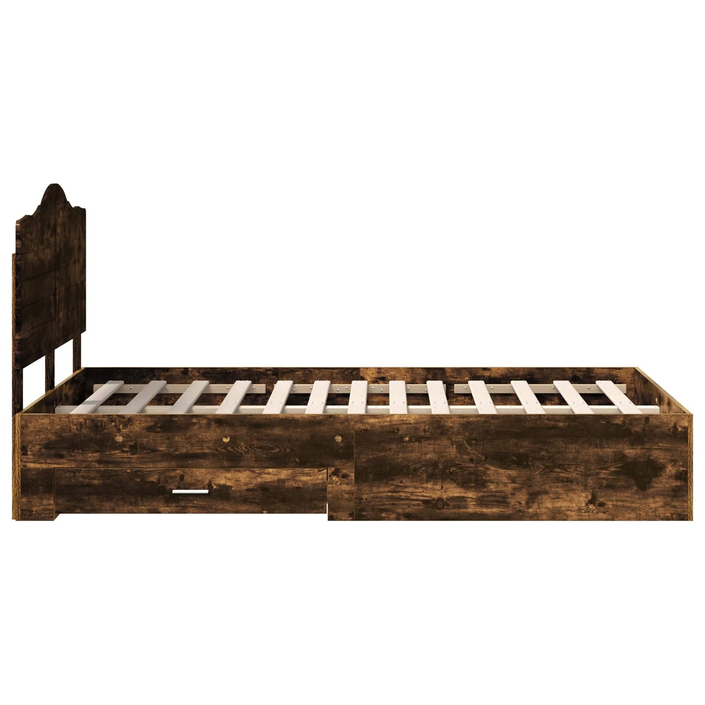 Bedframe met hoofdeinde Gerookt eiken 120 x 190 cm Bewerkt hout